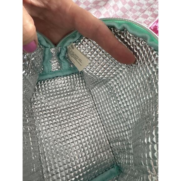 Sabon Cosmetic Bag Small Blue Green Silver Leaf Print Toiletry Makeup - Picture 7 of 7